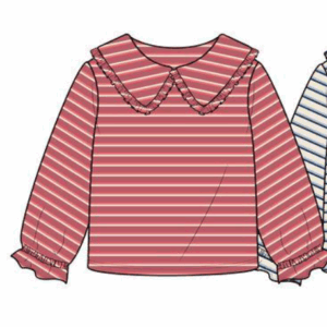 CAMISETA RAYAS ROJO CUELLO BEBE/VOLANTE REF.0303_25085